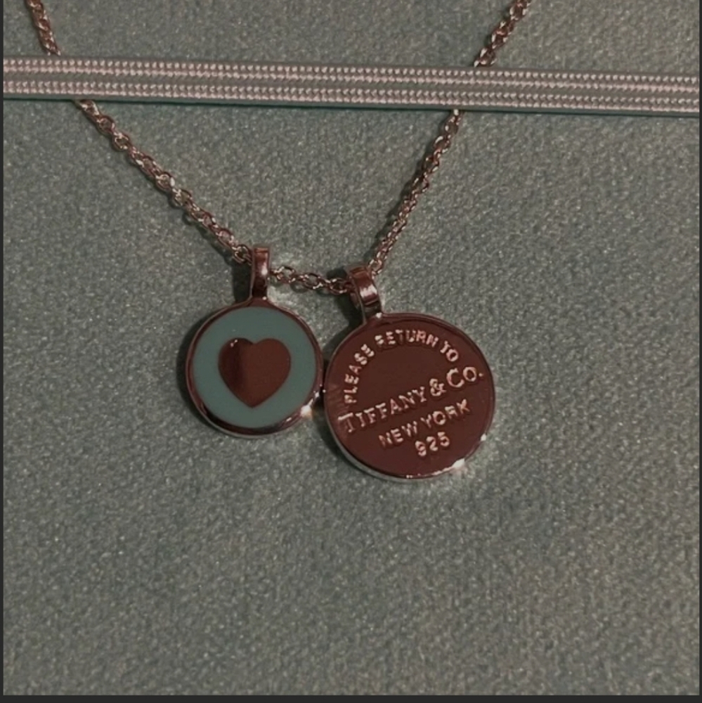 Authentic RT Tiffany & Co. Small Circles Duo Enamel Pendant Adjustable Necklace - Picture 6 of 11